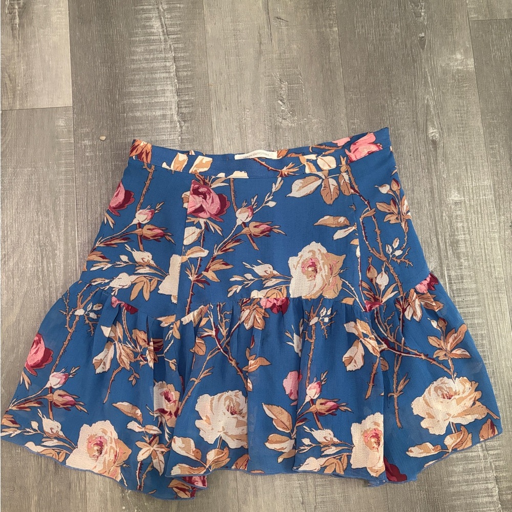 Urban Outfitters Blue Floral Tiered Skater Skirt